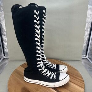 Converse Chuck Taylor All Star XX Hi Knee High Boots Black Canvas Womens Size 8
